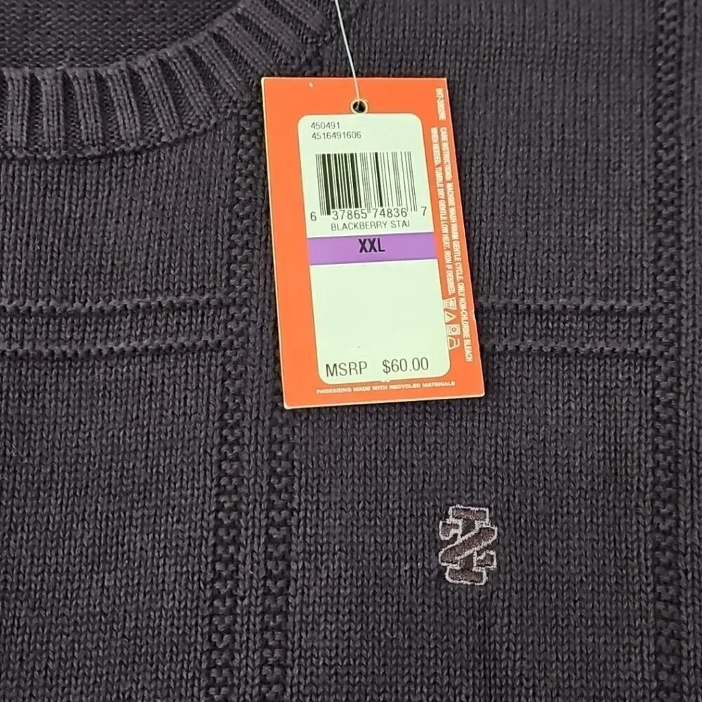 Izod Luxury Sport Blackberry‎ Purple Chunky Cable Knit Sweater Men's XXL NWT NEW